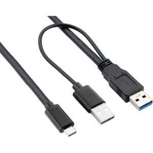 Cy C&acirc;ble Usb Type C Vers Usb 3.0 M&acirc;le Et Usb 2.0 Pour Ordinateur Portable Et Disque Dur 60 Cm - Neuf