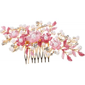 Kalanka-Pinces &Agrave; Chignon Pour Cheveux - Perles - Peigne Lat&eacute;ral De Mariage - Peignes De Cheveux Pour Filles - Pour Le Mariage - Gajra - Bandeau De Demoiselle D'honneur - Fleurs - Neuf