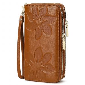 V&eacute;ritable porte-monnaie en Cuir Pour les Femmes, la Grande Capacit&eacute; du Titulaire de la Carte RFID de Blocage, Double fermeture &agrave; Glissi&egrave;re de T&eacute;l&eacute;phone Sac &agrave; main - Neuf