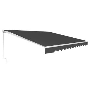 Store Banne &Agrave; Manivelle Auvent R&eacute;tractable 400 X 250 Cm Protection Solaire Angle Ajustable Moderne En Aluminium Gris Helloshop26 20_0013649 - Neuf