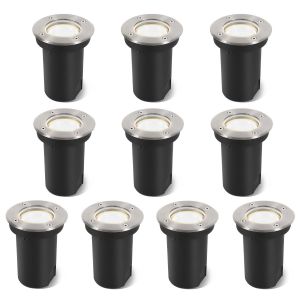 10x Lumi&egrave;res Enterr&eacute;es Pivotant Ip67 3w Lampe De Paysage Enterr&eacute; &Agrave; Led Blanc Neutre - Argent Bo&icirc;tier, &Eacute;clairage Ext&eacute;rieur - Neuf