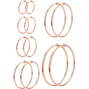 6 Paires Clip Sur Boucles D'oreilles Créoles Pour Femmes Fausses Boucles D'oreilles Créoles Printemps Boucles D'oreilles Ensemble Pour Oreilles Non Percées Bijoux 6 Tailles.[X587] - Neuf