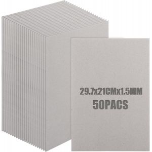 Mevronisshop-Lot De 50 Carton Gris A4, 210 X 297 Mm, Papier A4, Papier Cartonn&eacute; A4, 1,5 Mm, Format Pour Couverture De Livres, Reliure, Cartes, Invitations - Neuf