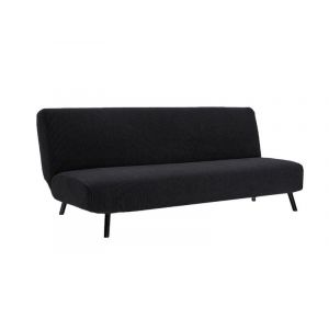 Housse De Canap&eacute; Sans Accoudoirs 120-145 Cm, Extensible, Noire, En Polyester, Facile D'entretien - Neuf