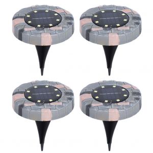 Hjlian Lampes Solaires De Sol 8 Led, Eclairage D'exterieur Etanche Pour Terrasse, Jardin, Pelouse, Allee - Neuf