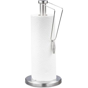 Porte-Rouleau Papier Essuie-Tout,Vertical,Inox Bross&eacute;,Cuisine,Distributeur,H X D : 34 X 15 Cm,Argent&eacute; - Neuf