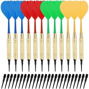 Flechette Pointe Plastique 18g, 12 Fl&eacute;chettes avec 100 Pointes, Flechettes &agrave; Pointe Souple pour Cible Flechette Electronique, Flechette Pointe Plastique Professionnelle - Neuf