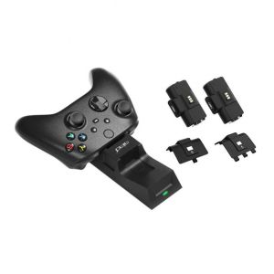 Station de Charge Duo pour Manettes Xbox One / One S / One X / Xbox Series X et S &iquest; Support de Chargement Rapide avec 2 Batteries 800 mAh et Indicateurs LED &iquest; Noir &iquest; Stra&szlig;e Game - Neuf