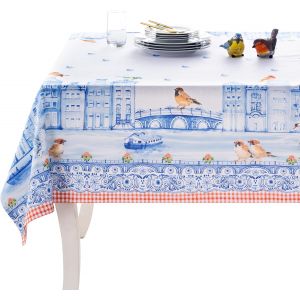 Ulteronixshop-Nappe 100 % Coton - 160 X 220 Cm - Lavable - Carr&eacute;e - Nappe De P&acirc;ques Pour Manger, Mariage, Banquet, Buffet, Amsterdam Canals - Printemps/&Eacute;t&eacute; - Neuf
