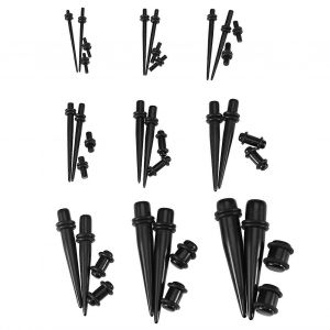 36pcs Acrylique Cônes & Flesh Tunnels Jauges D'oreille Étirement Kit D'expansion 14g-00gblack - Neuf
