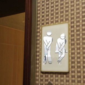 Jambes croisées (Style 1 Argent) Accessoires de porte de toilette de salle de bain amusants Symbole Signe Miroir Ensemble pour le bureau et le travail à domicile, Mode amovible Mignon Homme Femme - Neuf