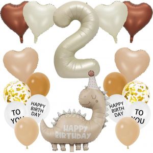 18 Pièces Dinosaure Ballons 2 Ans,Décoration Anniversaire 2 Ans Ballon Dinosaure,Couleur Crème Dino Deco 2Er Garçon Fille - Neuf