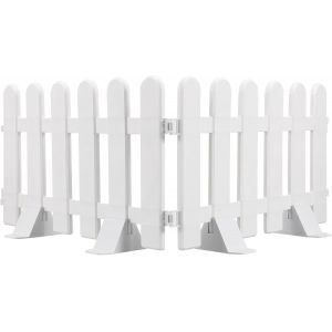 MEVRONISSHOP-2 Pi&egrave;ces Cl&ocirc;ture en Plastique Blanc pour D&eacute;cor De Cour et Jardin - Palissade Bordure Blanche pour Pelouse et Fleurs - Neuf