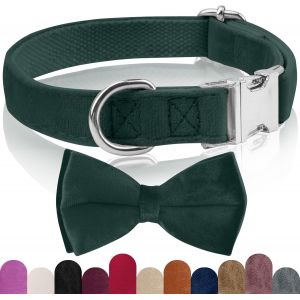 Eryi-Collier Chien Velours, Avec Détachable N?ud Papillon Chien, Collier Chien Réglable Confortable, Pour Chiens Petits Moyens Gros Chiens, Pour Les Mariages, Les Anniversaires, Les Fêtes, Etc - Neuf