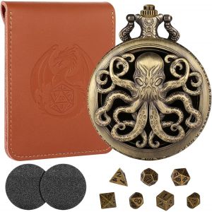 Chenquansarl-Lot De Mini Dés Dnd, Steampunk Bronze Coquille De Montre De Poche Pieuvre Creuse, 7 Pièces Métal Polyédrique D&d Dés, Cadeaux Dnd Avec Sac En Cuir, Accessoires De Jeux De Société Et Jeu - Neuf