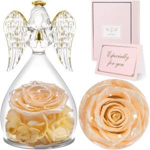 Rose Eternelle Cadeau Maman, Fleur Eternelle avec Ange Figurine, Cadeau Anniversaire Femme, Ange Rose Eternelle pour Maman, Cadeaux Mamie Original, Cadeaux Noel, Saint Valentin, Fete des Meres - Neuf