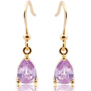 Kal-Dangle Drop Boucles D'oreilles Avec Coupe De Poire Cz [8 Couleurs Disponibles] En Plaqué Or Jaune,Simple Moderne Élégant - Neuf