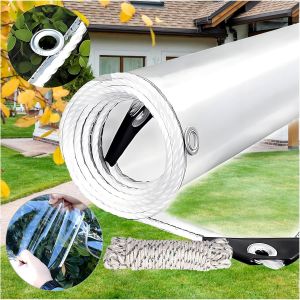 lbgwp60-1.8 X 3M Bâche Étanche Transparente 500G/M², 0.35Mm Epaisse Multifonction Pvc Protection Baches Avec ?illets, Pour Piscine, Jardin, Voiture, Mobilier, Inclure Corde Et Serre-Câbles - Neuf