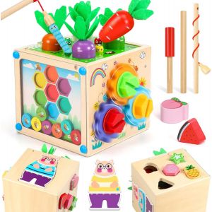 ChenQuanSarl-Jouet Enfant 2 Ans | 6-In-1 Jeux Montessori Cubes Activit&eacute; | Jeux &Eacute;ducatif Sensoriel | Jouet En Bois Pour Cadeau Garcon Fille B&eacute;b&eacute;s 2 3 4 Ans - Neuf