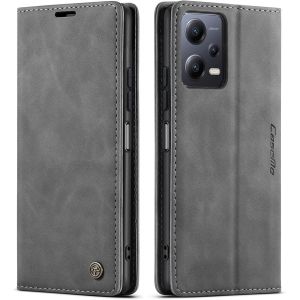 Chocoyi Coque Cuir Pour Xiaomi Poco X5 5g/Xiaomi Redmi Note 12 5g,Protection Housse En Cuir Pu Portefeuille,Fermeture Magn&eacute;tique,Fentes Pour Cartes,Fonction De Support.-Gris - Neuf