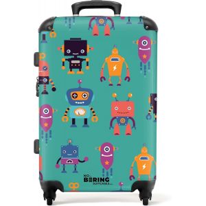 Valise Enfant,Grande Valise,Valise Enfant Garcon,Valise Enfant Roulette,Serrure TSA,Valise 23kg,Valise Garcon,Valise Grande Taille (67cm-72L),(Motif de Robots-Vert) - Neuf