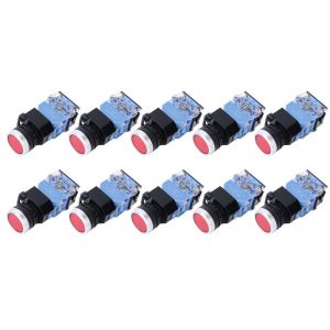 Lot de 10 interrupteurs a tete plate a reinitialisation automatique BEM38-11D, 1 marche/arret, 22 mm (lumiere rouge) - Neuf