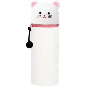 MAA-Trousse Ecole 2 en 1 en Silicone Souple Kawaii, Porte-Plume, Fermeture Eclair en Silicone, Souris Pochette de Stylo, Crayons, Marqueurs, Étui pour Fournitures Scolaires de Grande capacité - Neuf
