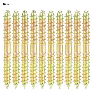 10pcs 6 * 60mm Goujon Vis Menuiserie Meubles Connecteur Double Fin Vis - Neuf