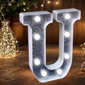 Lettres Lumineuses Led Pour Chapiteau - Lettres Lumineuses À Paillettes Argentées, Alimentées Par Piles, Veilleuse Pour Fête D'anniversaire, Mariage, Décoration De La Maison, Fête Prénatale - Neuf