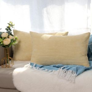 Cauc-Housse Coussin 40x80 Cm, Decorative Housse De Coussin En Velours C&ocirc;tel&eacute; Canap&eacute; Taie D'oreiller Douce Pour Maison Salon Chambre Beige - Neuf