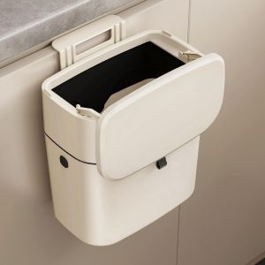 Cubo Basura Puerta Soporte De Pared,7l Papelera Cocina Con Tapa Cubo Basura Bajo Fregadero Gran Di&aacute;metro Garbage Bin Sellado Y Desodorizaci&oacute;n Trash Poubelle Murale De Cuisine 7 L - Neuf