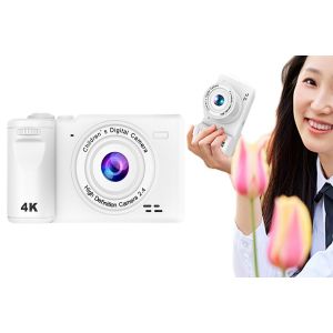 Appareil photo num&eacute;rique avec autofocus, double cam&eacute;ra HD, vid&eacute;o 4K, carte m&eacute;moire 32 Go, chargement USB, design compact - Neuf