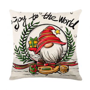 Housse De Coussin En Lin Avec Motif P&egrave;re No&euml;l Et Renne, Pour Canap&eacute; Ou Salon, 45 X 45 Cm - Neuf