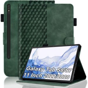 Coque Pour Samsung Galaxy Tab S8 2022 /S7 2020 (11 Pouce) Sm-X700 / X706 /T870 / T875 Housse Cuir Pu Etui De Protection Flip Cover Case Avec Support Pochette Tablette Coque, Vert Fonc&eacute; - Neuf