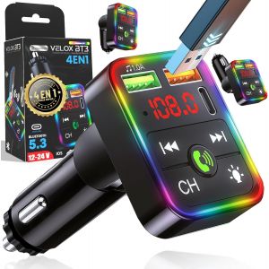 KALANKA-Transmetteur FM Bluetooth Premium | Bluetooth pour voiture + chargeur ultra rapide | Voiture mains libres | Chargeur charge rapide | Accessoires auto | Lecteur MP3 - Neuf