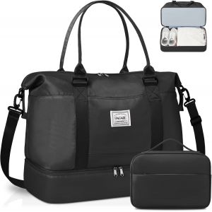 SHIBA-Sac de voyage, sac de week-end pour femme, sac fourre-tout de nuit avec poche humide, sac d'hôpital pour le travail et l'acc[3 - Neuf