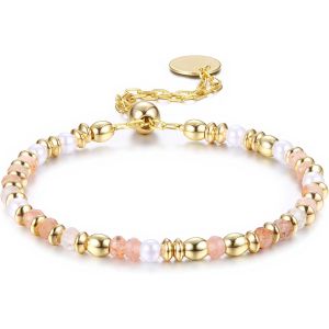 Eryi-Bracelet Pierre Naturelle Femme Bracelets En Pierre Naturelle De 4mm Bracelet De Perles En 14k Oro Bracelets Plaqués Or Bracelet Bohème En Cristal Bracelet Bijoux En Cadeaux De Précieuses - Neuf