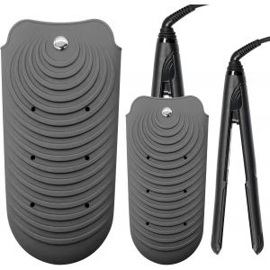 Kal-Pochette En Silicone Résistante À La Chaleur, Tapis Chauffant Pour Fer À Friser, Fer À Lisser, Fer Plat Et Outils Pour Cheveux Chauds (Gris, L) - Neuf