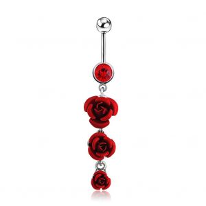 Piercing De Nombril Hypoallergenique En Forme De Rose Rouge - Neuf