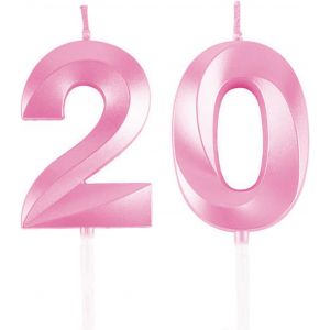 Eryi-Lot De 20 Bougies D'anniversaire, En Forme De Chiffre, Rose, Décoration De Gâteau 3d, Pour Fête D'anniversaire, Mariage, Fête D'entreprise, Décoration De Gâteau D'anniversaire - Neuf