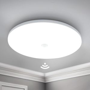 KAL-Plafonnier 18W Led Avec Détecteur De Mouvement, 30Cm Lampe De Plafond Rond, 6500K Blanc Froid Moderne Luminaire Plafonnier Pour Couloir Balcon Salle De Bain - Neuf