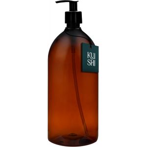 KAL-Distributeur Savon Plastique Ambré, Flacon Pompe Vide 1000Ml [Lot Le 1] Flacon Plastique Vide Pour Savon Liquide, Lotion, Shampooing Et Revitalisant (Sans Bpa) - Neuf