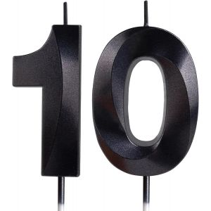 Sansh-Noir Bougies D'anniversaire En Forme De Chiffre 10, 3d Bougies Noir Décoration De Gâteau,Décoration De Gâteau Pour Fête D'anniversaire, Mariage,Bougie D'anniversaire Pour Gâteau - Neuf