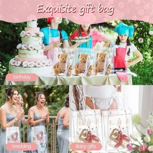 50PCS Sacs cadeaux en PVC transparent avec poign&eacute;es Sacs fourre-tout en plastique r&eacute;utilisables Sac &agrave; provisions pour parent - Neuf