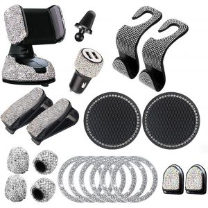 Lot de 20 Accessoires de Voiture Bling-Bling pour l'int&eacute;rieur des Femmes - Accessoire de Voiture Bling Accessoires de Voiture pour Femmes - Support de t&eacute;l&eacute;phone Portable Bling-Bling - Neuf