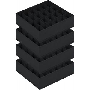 Organiseurs De Tiroir Pour Chaussettes-Lot De 4 S&eacute;parateurs De Tiroirs Organiseur De Sous-V&ecirc;tements Pliables Avec 24 Compartiments,Bo&icirc;tes De Rangement Pour Vetements,Culotte,Noir - Neuf
