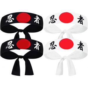 Jexnovashop-Lot De 4 Bandeaux Japonais Polyvalents En Polyester Durable Pour Le Karat&eacute;, Le Fitness Et La Cuisine - Neuf