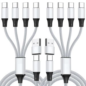 Lot De 2 C&acirc;bles Usb De Type C Pd+Qc 3,1 A Charge Rapide Sync [2 Pi&egrave;ces De 1,2 M], C&acirc;ble De Charge Multi Usb-C 4 En 2 Avec 4 Ports De Type C, Compatible Avec Iphone 15 Pro Max, Sams[CAB9164835] - Neuf