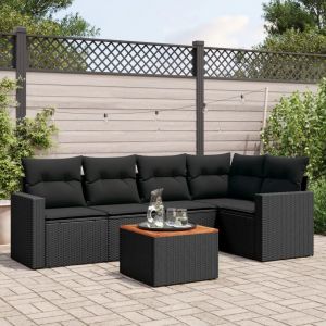 Prolenta Premium - Salon De Jardin 6 Pcs Avec Coussins Noir R&eacute;sine Tress&eacute;e - Neuf