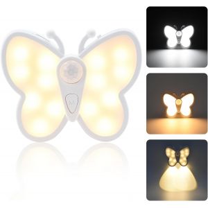 Lampe De Nuit Avec D&eacute;tecteur De Mouvement Applique Murale, Portable Veilleuse Sans Fil Papillons Lampe Mural Dimmable Rechargeable Usb Pour Couloir Cuisine Escalier Armoire Chambre D'enfant - Neuf